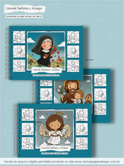 Livro de Colorir Colorindo Santinhos e Arcanjos - Carinas Paper - Imagem 3