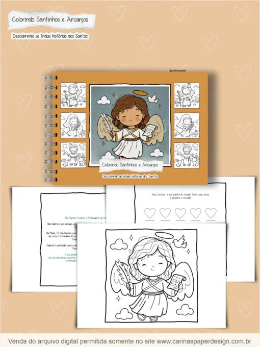 Livro de Colorir Colorindo Santinhos e Arcanjos - Carinas Paper - Imagem 2