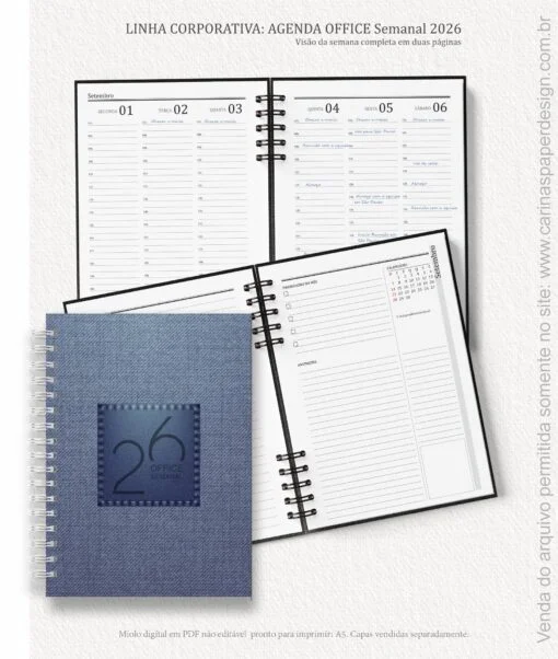 Miolo Agenda Office Semanal - Carinas Paper - Imagem 7