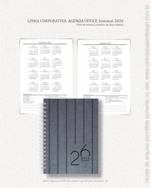 Miolo Agenda Office Semanal - Carinas Paper - Imagem 6