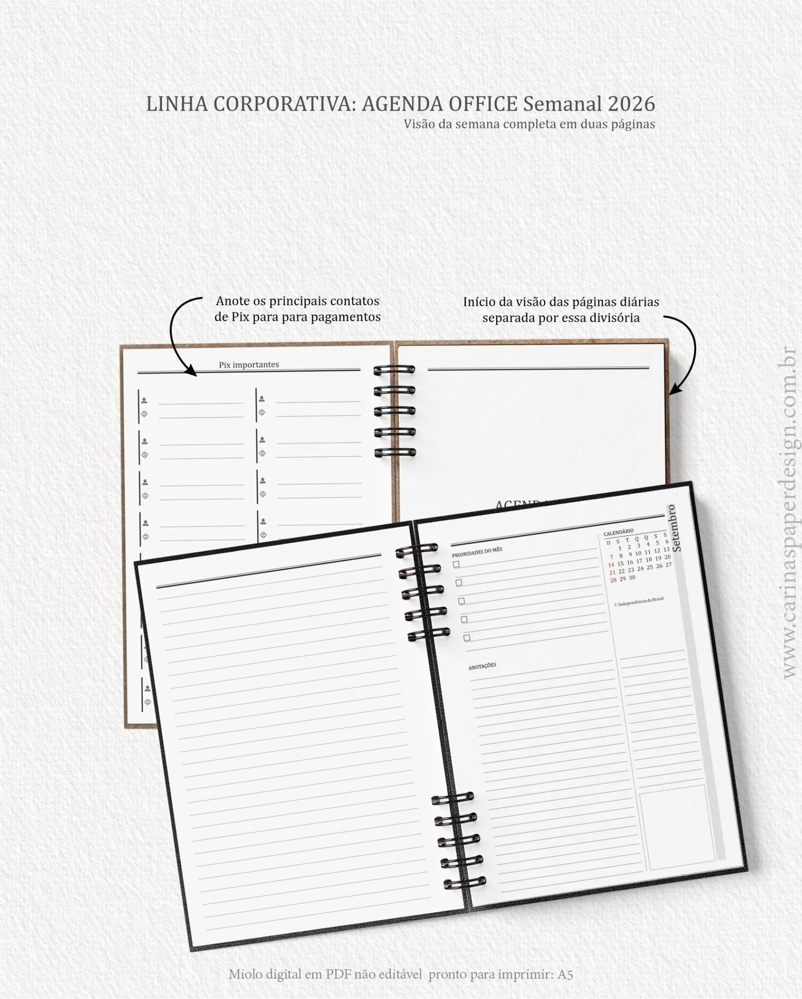 Miolo Agenda Office Semanal - Carinas Paper - Imagem 8