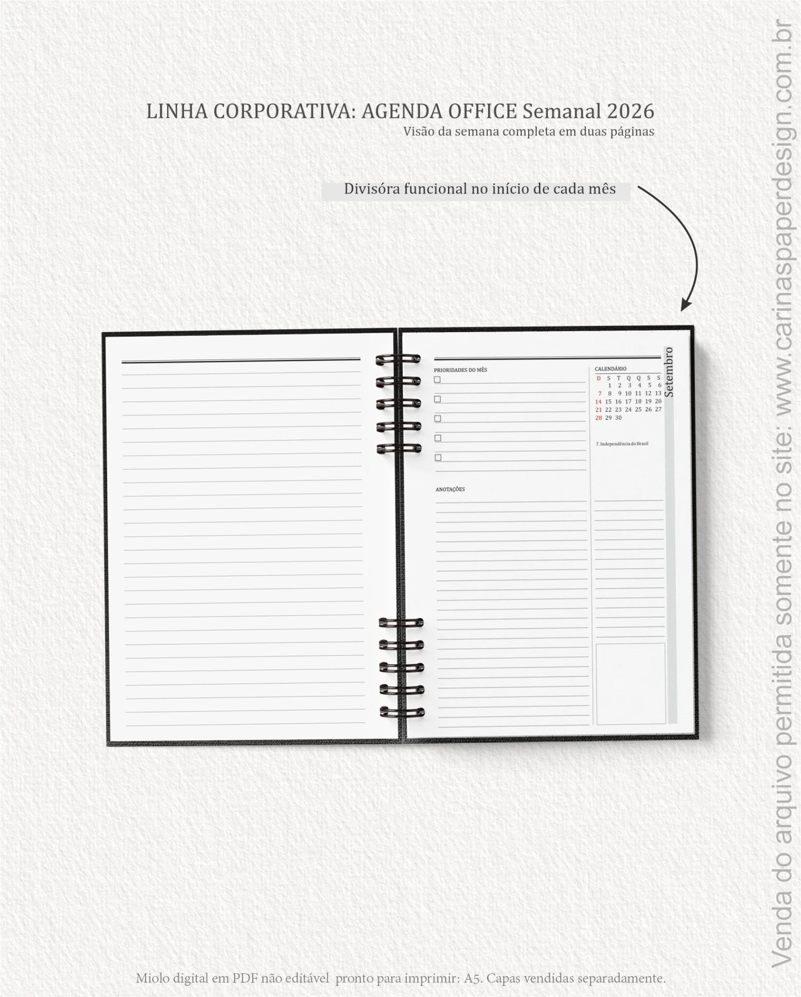 Miolo Agenda Office Semanal - Carinas Paper - Imagem 4