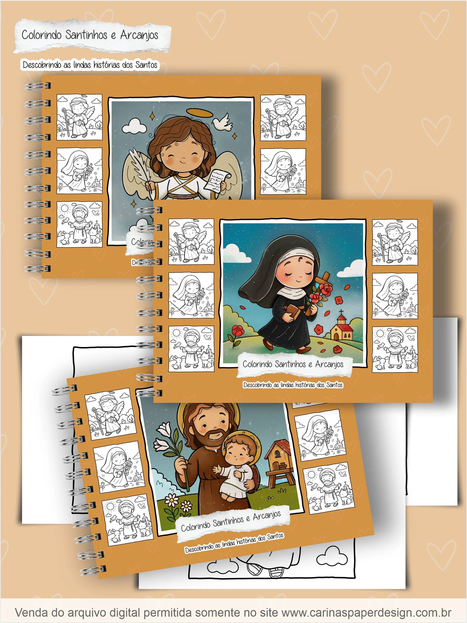 Livro de Colorir Colorindo Santinhos e Arcanjos - Carinas Paper