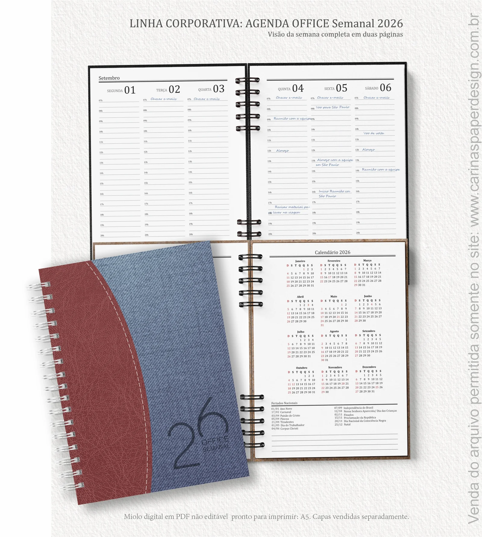 Miolo Agenda Office Semanal - Carinas Paper