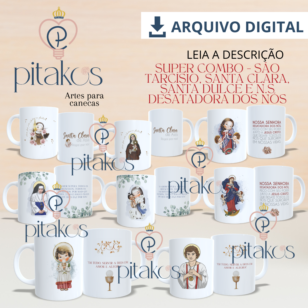 SUPER COMBO SÃO TARCÍSIO, SANTA DULCE, SANTA CLARA E NOSSA SENHORA DESATADORA DOS NÓS- Pitakos - Imagem 2
